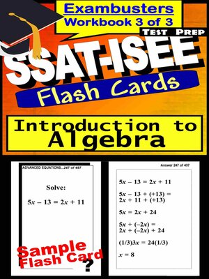 cover image of SSAT-ISEE Test Algebra Review—Exambusters Flashcards, Workbook 3 of 3